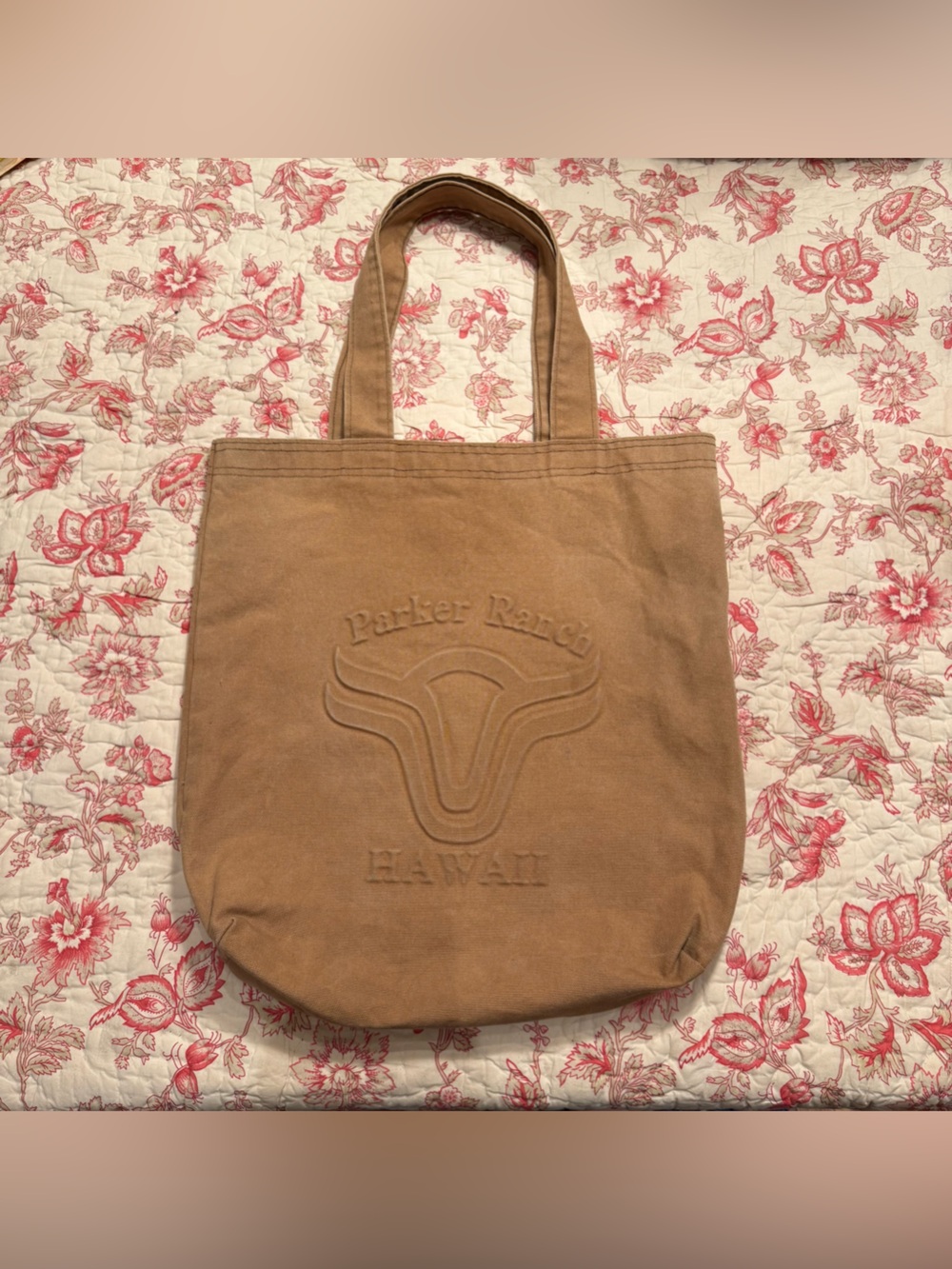 Vintage 90s Parker Ranch Hawaii Made in USA cotton Tan Canvas Tote Bag